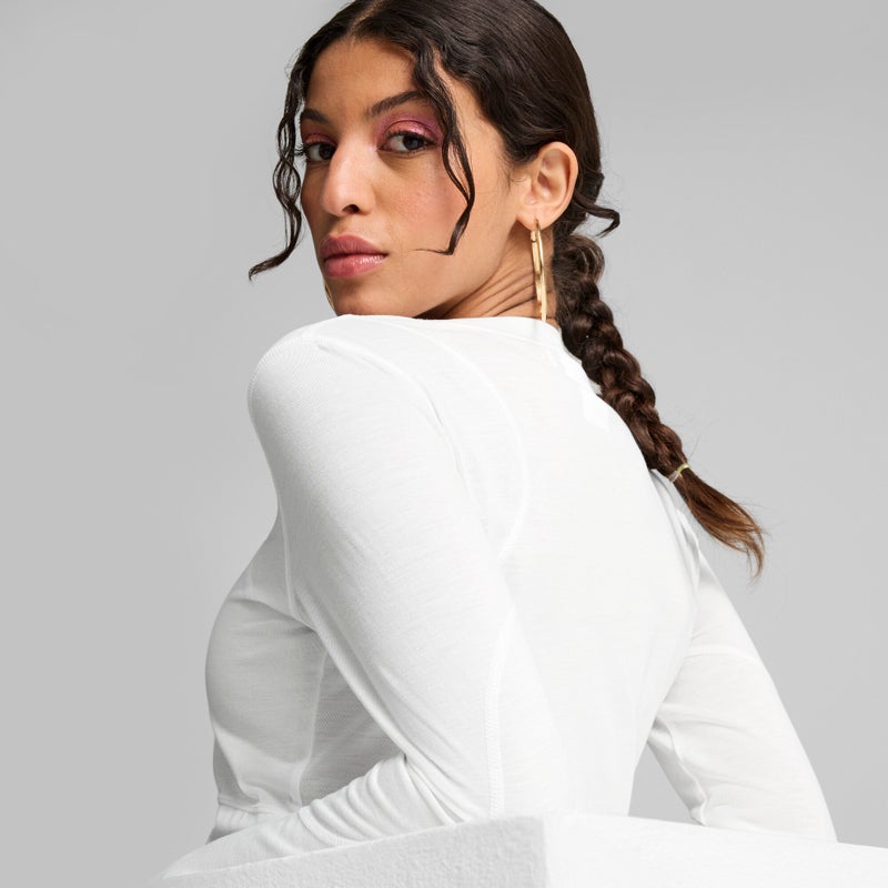 PUMA THE FAST RACE Womens White Long Sleeve Top - Image 2